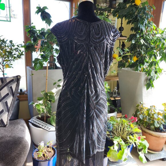 Babeyond Flapper Sheath Gatsby Dress Black Sz XXL Sequins Beads  Sleeveless - Picture 7 of 13